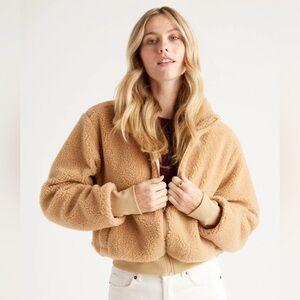 Quince Women's Hooded Sherpa Jacket Camel M